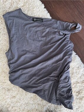 Dark Grey Twist Asymmetrical Top